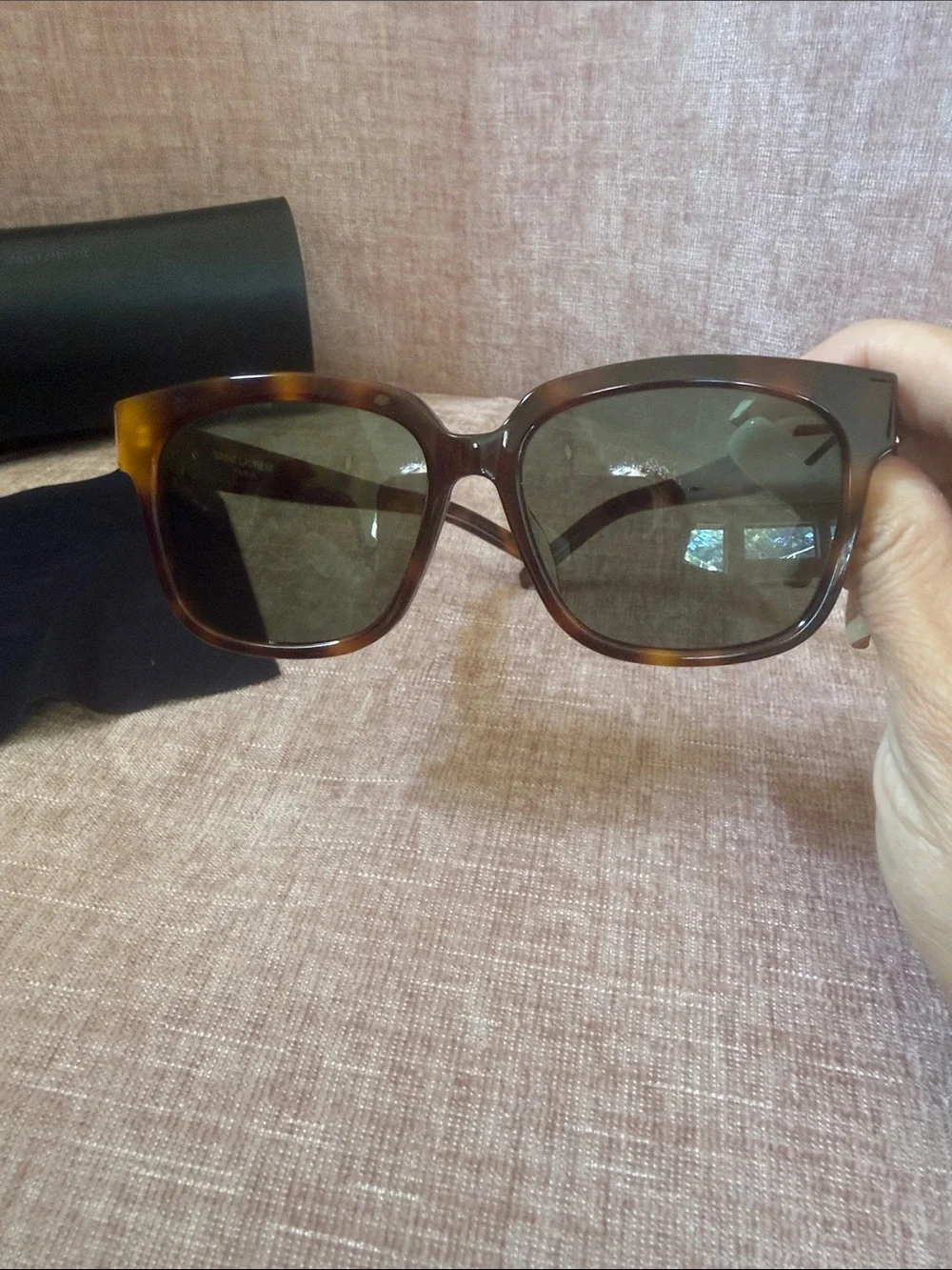 Saint Laurent Tortoiseshell Acetate Sunglasses in Brown